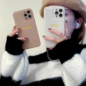 3D Engrave DIY Personalised Customized Name Initials Case For iPhone 14 13 12 11 15 16 Pro Max Luxury Leather Cover 14 15 16 Pro - Image 2