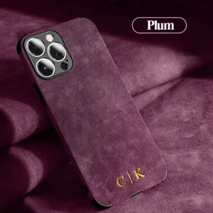 Lambskin Leather Luxury Korea Phone Case For iPhone 16 15 14 13 12 11 Pro Max Personalised Customized Initials Name Cover 15 Pro - Image 2