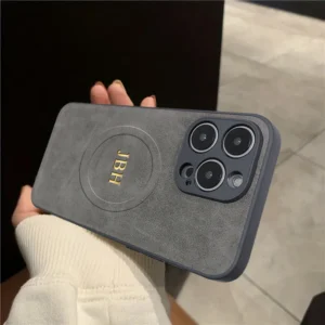 Personalized Customized Initials Name Case For iPhone 16 15 14 13 12 11 Pro Max Magnetic For Magsafe lambskin Leather Gift Cover - Image 4