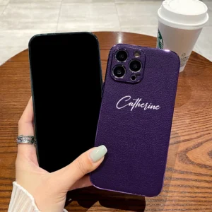 16 Pro Max Custom Name Plating Leather Case For iPhone 11 12 13 14 Pro Max Luxury Korea Personalised Cover 11 13 14 15 Pro Max - Image 3