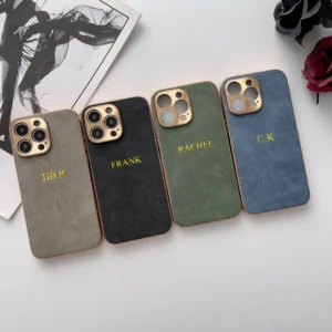 Personalised Leather Case For Iphone 11 12 13 14 15 16 Pro Max Custom Name Initials Monogram Aluminum Metal Lens Plating Cover - Image 5