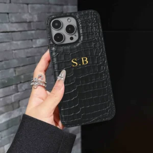 Personalized Customized Initials Name Letters Case For iPhone 16 15 14 13 12 11 Pro Max Luxury Soft Crocodile Leather DIY Cover - Image 1