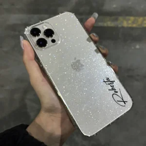 Luxury Glitter Transparent Clear Case For iPhone 11 12 13 14 15 Pro Max Personalized Customized Name Cover 15 14 13 12 Pro Max - Image 1