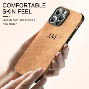 Personalised Case For iPhone 16 15 14 13 12 11 Pro Max Customized Name Initials Shockproof lambskin Leather Cover 14 13 Pro Max - Image 2