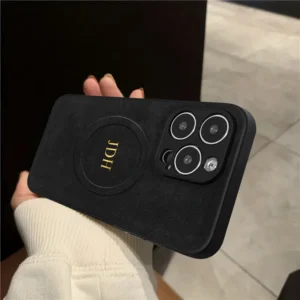 Personalized Customized Initials Name Case For iPhone 16 15 14 13 12 11 Pro Max Magnetic For Magsafe lambskin Leather Gift Cover - Image 5