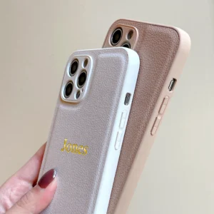 3D Engrave DIY Personalised Customized Name Initials Case For iPhone 14 13 12 11 15 16 Pro Max Luxury Leather Cover 14 15 16 Pro - Image 4