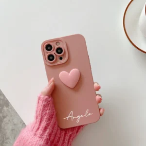 INS 3D Cute Love Heart Personalized Name Case For iPhone 11 12 13 14 15 Pro Max Luxury Silicone TPU Custom DIY Cover 15 Pro Max - Image 1