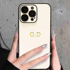 Personalized Name Black Border Cow Leather Case For iPhone 11 12 13 14 15 16 Pro Max Plus Luxury Customized Initials DIY Cover - Image 2