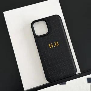 Luxury Crocodile Leather Personalized Case For iPhone 16 15 14 13 12 11 Pro Max Customized Initials Name Letters Cover 15 16 Pro - Image 2