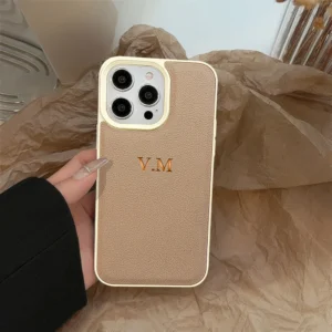 Personalized Name Classic Leather Case For iPhone 11 12 13 14 15 16 Pro Max Plus Customized DIY Initials Luxury Korean Cover - Image 5