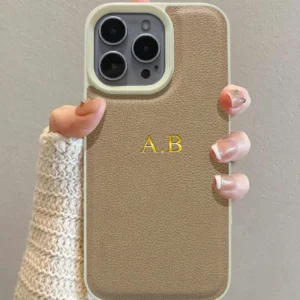 Personalized Name Classic Leather Case For iPhone 11 12 13 14 15 16 Pro Max Plus Customized DIY Initials Luxury Korean Cover - Image 1