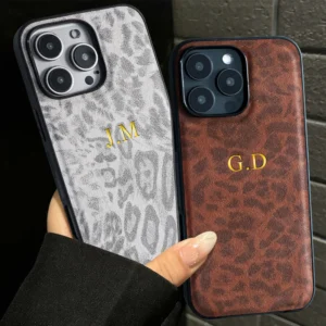 Personalized Customized Initials Name Leopard Print Case For iPhone 11 12 13 14 15 16 Pro Max Soft Luxury Leather Engraved Cover - Image 2