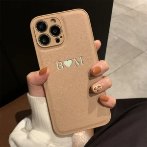 Customized Personalized Name Case For iPhone 16 15 14 13 12 11 Pro Max Initials Letters Leather DIY Cover 13 14 15 16 Pro Max - Image 4