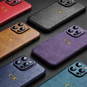 Personalized Name Classic Leather Case For iPhone 16 15 14 13 12 11 Pro Max Luxury Customized Initials DIY Engraved Cover 15 Pro - Image 4