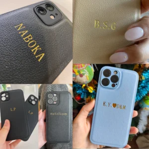 Customized Name Phone Case For iPhone 16 15 14 13 12 11 Pro Max Plus Personalized Initials Letters Leather 3D DIY Cover 15 16 - Image 5